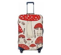 LHBWCVN Red White Mushroom Luggage Cover for Suitcase Tsa Approved, Washable Suitcase Protector Fits 18-32 Inch Anti-scratch Suitcase Cover Carry on Luggage Sleeve Travel Baggage Cover, Black, M