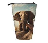 LHBWCVN Resting Elephant Cosmetics Bag Standing Pencil Case Telescopic Pencil Bag Portable Pencil Holder Cute Stand up Pencil Pouch for Women Men Travel Coin Pouch Purse