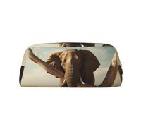 LHBWCVN Resting Elephant Pencil Case Large Capacity Pencil Pouch Aesthetic Pen Bag Leather Makeup Bag for Women Men Travel Toiletry Bags Zipper Cosmetic Bag Wide-open Coin Pouch Purse