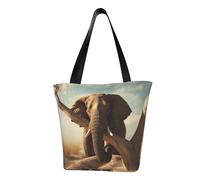LHBWCVN Resting Elephant Tote Bag for Women Top-Handle Purse Large Shoulder Hobo Bags Casual Handbags Aesthetic Shopping Bag Reusable Grocery Bag Zipper Work Bag Travel Beach Bag