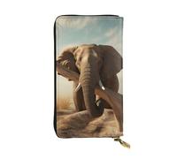 Lhbwcvn Resting Elephant Wallet For Women Men Clutch Rfid Blocking Leather Wallets Large Capacity Purse Credit Card Holder Money Case With Zipper Phone Holder Long Travel Purse, Black, One Size