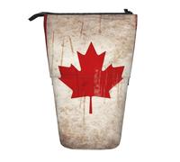 LHBWCVN Retro Canada Flag Cosmetics Bag Standing Pencil Case Telescopic Pencil Bag Portable Pencil Holder Cute Stand up Pencil Pouch for Women Men Travel Coin Pouch Purse