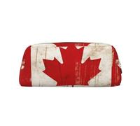 LHBWCVN Retro Canada Flag Pencil Case Large Capacity Pencil Pouch Aesthetic Pen Bag Leather Makeup Bag for Women Men Travel Toiletry Bags Zipper Cosmetic Bag Wide-open Coin Pouch Purse