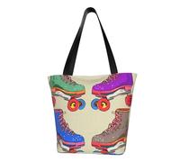 LHBWCVN Retro Colorful Roller Skates Tote Bag for Women Top-Handle Purse Large Shoulder Hobo Bags Casual Handbags Aesthetic Shopping Bag Reusable Grocery Bag Zipper Work Bag Travel Beach Bag