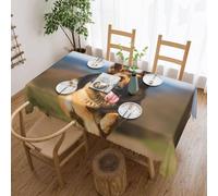 LHBWCVN Running German Shepherd Dog Tablecloths for Rectangle Tables Waterproof Stain Resistant Table Cloth Wrinkle Free Farmhouse Dining Table Cover for Kitchen Party Buffet Wedding 54 x 72 Inch