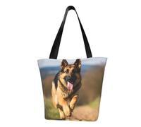LHBWCVN Running german shepherd dog Tote Bag for Women Top-Handle Purse Large Shoulder Hobo Bags Casual Handbags Aesthetic Shopping Bag Reusable Grocery Bag Zipper Work Bag Travel Beach Bag