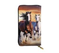 Lhbwcvn Running Horses Wallet For Women Men Clutch Rfid Blocking Leather Wallets Large Capacity Purse Credit Card Holder Money Case With Zipper Phone Holder Long Travel Purse, Black, One Size