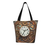 LHBWCVN Rusty Steampunk Clock Tote Bag for Women Top-Handle Purse Large Shoulder Hobo Bags Casual Handbags Aesthetic Shopping Bag Reusable Grocery Bag Zipper Work Bag Travel Beach Bag