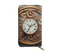 Lhbwcvn Rusty Steampunk Clock Wallet For Women Men Clutch Rfid Blocking Leather Wallets Large Capacity Purse Credit Card Holder Money Case With Zipper Phone Holder Long Travel Purse, Black, One Size