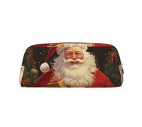 LHBWCVN Santa Claus Pencil Case Large Capacity Pencil Pouch Aesthetic Pen Bag Leather Makeup Bag for Women Men Travel Toiletry Bags Zipper Cosmetic Bag Wide-open Coin Pouch Purse, Gold, One size