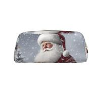 LHBWCVN Santa Claus Snow Secenry Pencil Case Large Capacity Pencil Pouch Aesthetic Pen Bag Leather Makeup Bag for Women Men Travel Toiletry Bags Zipper Cosmetic Bag Wide-open Coin Pouch Purse, Gold