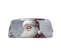LHBWCVN Santa Claus Snow Secenry Pencil Case Large Capacity Pencil Pouch Aesthetic Pen Bag Leather Makeup Bag for Women Men Travel Toiletry Bags Zipper Cosmetic Bag Wide-open Coin Pouch Purse, Silver