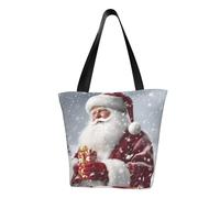 LHBWCVN Santa Claus Snow Secenry Tote Bag for Women Top-Handle Purse Large Shoulder Hobo Bags Casual Handbags Aesthetic Shopping Bag Reusable Grocery Bag Zipper Work Bag Travel Beach Bag