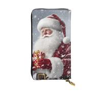 Lhbwcvn Santa Claus Snow Secenry Wallet For Women Men Clutch Rfid Blocking Leather Wallets Large Capacity Purse Credit Card Holder Money Case With Zipper Phone Holder Long Travel Purse, Black, One
