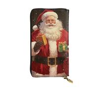 Lhbwcvn Santa Claus Wallet For Women Men Clutch Rfid Blocking Leather Wallets Large Capacity Purse Credit Card Holder Money Case With Zipper Phone Holder Long Travel Purse, Black, One Size