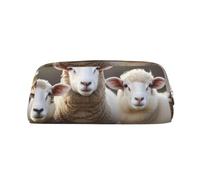 LHBWCVN Sheep and Lambs Pencil Case Large Capacity Pencil Pouch Aesthetic Pen Bag Leather Makeup Bag for Women Men Travel Toiletry Bags Zipper Cosmetic Bag Wide-open Coin Pouch Purse, Gold, One Size