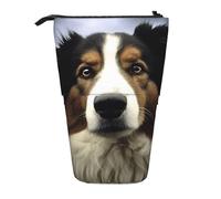 LHBWCVN Sheep dog Cosmetics Bag Standing Pencil Case Telescopic Pencil Bag Portable Pencil Holder Cute Stand up Pencil Pouch for Women Men Travel Coin Pouch Purse