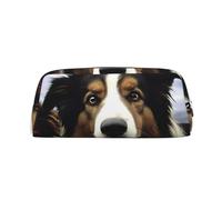 LHBWCVN Sheep dog Pencil Case Large Capacity Pencil Pouch Aesthetic Pen Bag Leather Makeup Bag for Women Men Travel Toiletry Bags Zipper Cosmetic Bag Wide-open Coin Pouch Purse, Silver, One Size