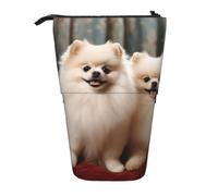 LHBWCVN Short-haired pomeranian dog Cosmetics Bag Standing Pencil Case Telescopic Pencil Bag Portable Pencil Holder Cute Stand up Pencil Pouch for Women Men Travel Coin Pouch Purse