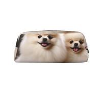 LHBWCVN Short-haired pomeranian dog Pencil Case Large Capacity Pencil Pouch Aesthetic Pen Bag Leather Makeup Bag for Women Men Travel Toiletry Bags Zipper Cosmetic Bag Wide-open Coin Pouch Purse