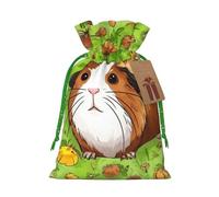 LHBWCVN - Smiling Christmas Gift Bags Drawstring with Tags, Christmas Gift Bags with Green Christmas Ribbon, Reusable Cloth Gift Bag, Gift Bags for Party and