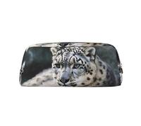 LHBWCVN Snow Leopard Pencil Case Large Capacity Pencil Pouch Aesthetic Pen Bag Leather Makeup Bag for Women Men Travel Toiletry Bags Zipper Cosmetic Bag Wide-open Coin Pouch Purse, Gold, One size