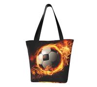 LHBWCVN Soccer flame Tote Bag for Women Top-Handle Purse Large Shoulder Hobo Bags Casual Handbags Aesthetic Shopping Bag Reusable Grocery Bag Zipper Work Bag Travel Beach Bag