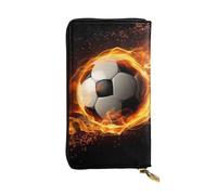 Lhbwcvn Soccer Flame Wallet For Women Men Clutch Rfid Blocking Leather Wallets Large Capacity Purse Credit Card Holder Money Case With Zipper Phone Holder Long Travel Purse, Black, One Size
