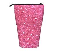 LHBWCVN Sparkling Glitter Cosmetics Bag Standing Pencil Case Telescopic Pencil Bag Portable Pencil Holder Cute Stand up Pencil Pouch for Women Men Travel Coin Pouch Purse