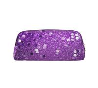 LHBWCVN Sparkling Purple Glitter Pencil Case Large Capacity Pencil Pouch Aesthetic Pen Bag Leather Makeup Bag for Women Men Travel Toiletry Bags Zipper Cosmetic Bag Wide-open Coin Pouch Purse