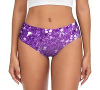 LHBWCVN Sparkling Purple Glitter Women's Underwear Brief, Soft Full-Coverage Brief Panties, Hipster Underpants Bikini, Black, L