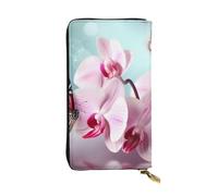 Lhbwcvn Spring Orchid Butterfly Wallet For Women Men Clutch Rfid Blocking Leather Wallets Large Capacity Purse Credit Card Holder Money Case With Zipper Phone Holder Long Travel Purse, Black, One Size
