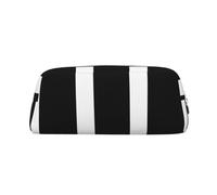 LHBWCVN stripes black white Pencil Case Large Capacity Pencil Pouch Aesthetic Pen Bag Leather Makeup Bag for Women Men Travel Toiletry Bags Zipper Cosmetic Bag Wide-open Coin Pouch Purse, Silver, One