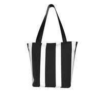 LHBWCVN stripes black white Tote Bag for Women Top-Handle Purse Large Shoulder Hobo Bags Casual Handbags Aesthetic Shopping Bag Reusable Grocery Bag Zipper Work Bag Travel Beach Bag