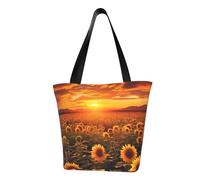 LHBWCVN Sunflower Field Sunset Sea of Flowers Tote Bag for Women Top-Handle Purse Large Shoulder Hobo Bags Casual Handbags Aesthetic Shopping Bag Reusable Grocery Bag Zipper Work Bag Travel Beach Bag