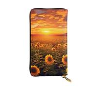 Lhbwcvn Sunflower Field Sunset Sea Of Flowers Wallet For Women Men Clutch Rfid Blocking Leather Wallets Large Capacity Purse Credit Card Holder Money Case With Zipper Phone Holder Long Travel Purse,