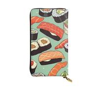 Lhbwcvn Sushi Food Pattern Wallet For Women Men Clutch Rfid Blocking Leather Wallets Large Capacity Purse Credit Card Holder Money Case With Zipper Phone Holder Long Travel Purse, Black, One Size