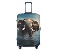 LHBWCVN Swimming African Elephant Luggage Cover for Suitcase Tsa Approved, Washable Suitcase Protector Fits 18-32 Inch Anti-scratch Suitcase Cover Carry on Luggage Sleeve Travel Baggage Cover, Black,