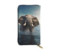 Lhbwcvn Swimming African Elephant Wallet For Women Men Clutch Rfid Blocking Leather Wallets Large Capacity Purse Credit Card Holder Money Case With Zipper Phone Holder Long Travel Purse, Black, One