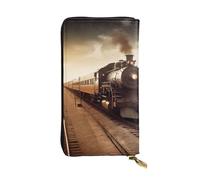 Lhbwcvn Train And Railway Wallet For Women Men Clutch Rfid Blocking Leather Wallets Large Capacity Purse Credit Card Holder Money Case With Zipper Phone Holder Long Travel Purse, Black, One Size