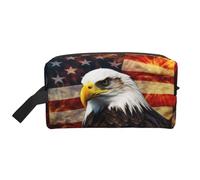 LHBWCVN Travel Toiletry Bag for Women Men Leather Makeup Bag Large Portable Travel Organizer American Flag Fire Cosmetic Bag with Hanging Hook Travel Bathroom Bag Zipper Pouch Purse, White, One Size