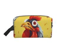 LHBWCVN Travel Toiletry Bag for Women Men Leather Makeup Bag Large Portable Travel Organizer Art Chicken Painting Cosmetic Bag with Hanging Hook Travel Bathroom Bag Zipper Pouch Purse, White, One Size