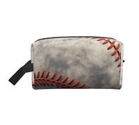 LHBWCVN Travel Toiletry Bag for Women Men Leather Makeup Bag Large Portable Travel Organizer baseball Cosmetic Bag with Hanging Hook Travel Bathroom Bag Zipper Pouch Purse, White, One Size