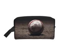 LHBWCVN Travel Toiletry Bag for Women Men Leather Makeup Bag Large Portable Travel Organizer Baseball Cosmetic Bag with Hanging Hook Travel Bathroom Bag Zipper Pouch Purse, White, One Size