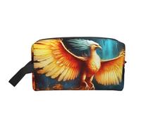 LHBWCVN Travel Toiletry Bag for Women Men Leather Makeup Bag Large Portable Travel Organizer Beautiful phoenix Cosmetic Bag with Hanging Hook Travel Bathroom Bag Zipper Pouch Purse, White, One Size