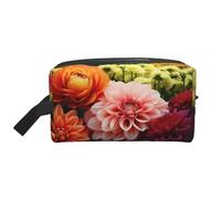 LHBWCVN Travel Toiletry Bag for Women Men Leather Makeup Bag Large Portable Travel Organizer Beautiful Colorful Flowers Cosmetic Bag with Hanging Hook Travel Bathroom Bag Zipper Pouch Purse, White,