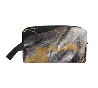 LHBWCVN Travel Toiletry Bag for Women Men Leather Makeup Bag Large Portable Travel Organizer Black White Gold Foil Marble Cosmetic Bag with Hanging Hook Travel Bathroom Bag Zipper Pouch Purse, White,