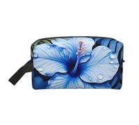 LHBWCVN Travel Toiletry Bag for Women Men Leather Makeup Bag Large Portable Travel Organizer blue flower tropical Cosmetic Bag with Hanging Hook Travel Bathroom Bag Zipper Pouch Purse, White, One Size