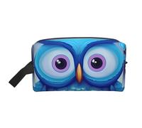 LHBWCVN Travel Toiletry Bag for Women Men Leather Makeup Bag Large Portable Travel Organizer blue owl Cosmetic Bag with Hanging Hook Travel Bathroom Bag Zipper Pouch Purse, White, One Size