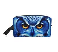 LHBWCVN Travel Toiletry Bag for Women Men Leather Makeup Bag Large Portable Travel Organizer Blue Owl Cosmetic Bag with Hanging Hook Travel Bathroom Bag Zipper Pouch Purse, White, One Size